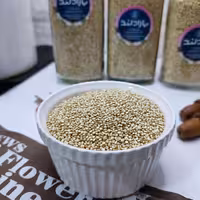 کینوا سفید خارجی بارادلند خاویار گیاهی جایگزین برنج  سورت شده تمیز شیشه 600 گرمی