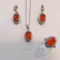 5- نیم ست نقره عیار 925 با عقیق یمنی کد 8 -W 14.61