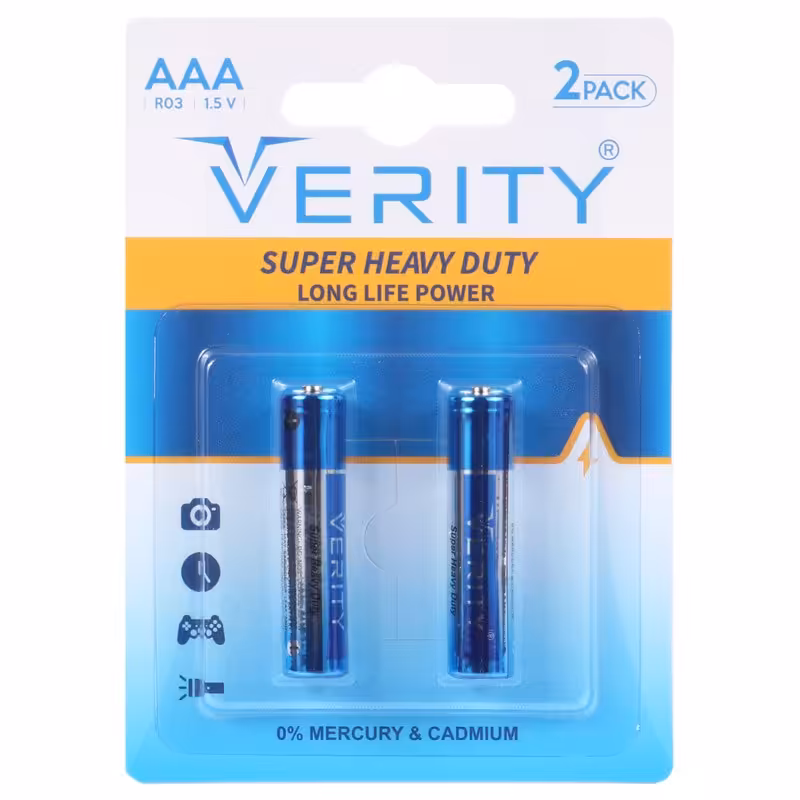 باتری دوتایی نیم قلمی Verity R6P 1.5V AAA