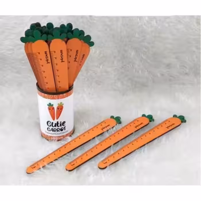 خط کش بوک مارکی هویج جایزه هدیه آموزش نشانه چوبی 15 سانتی