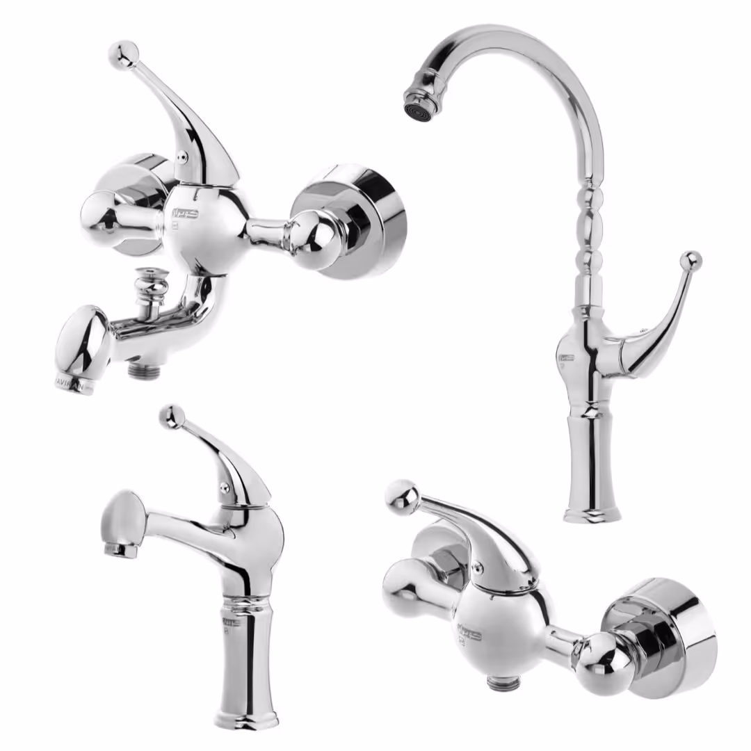 شیرآلات کویران آذر-ست پاریس 4عددی-کروم