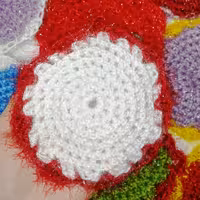 اسکاچ ظرف شویی بافتنی یک لایه سوزنی طرح دایره سفید قرمز 