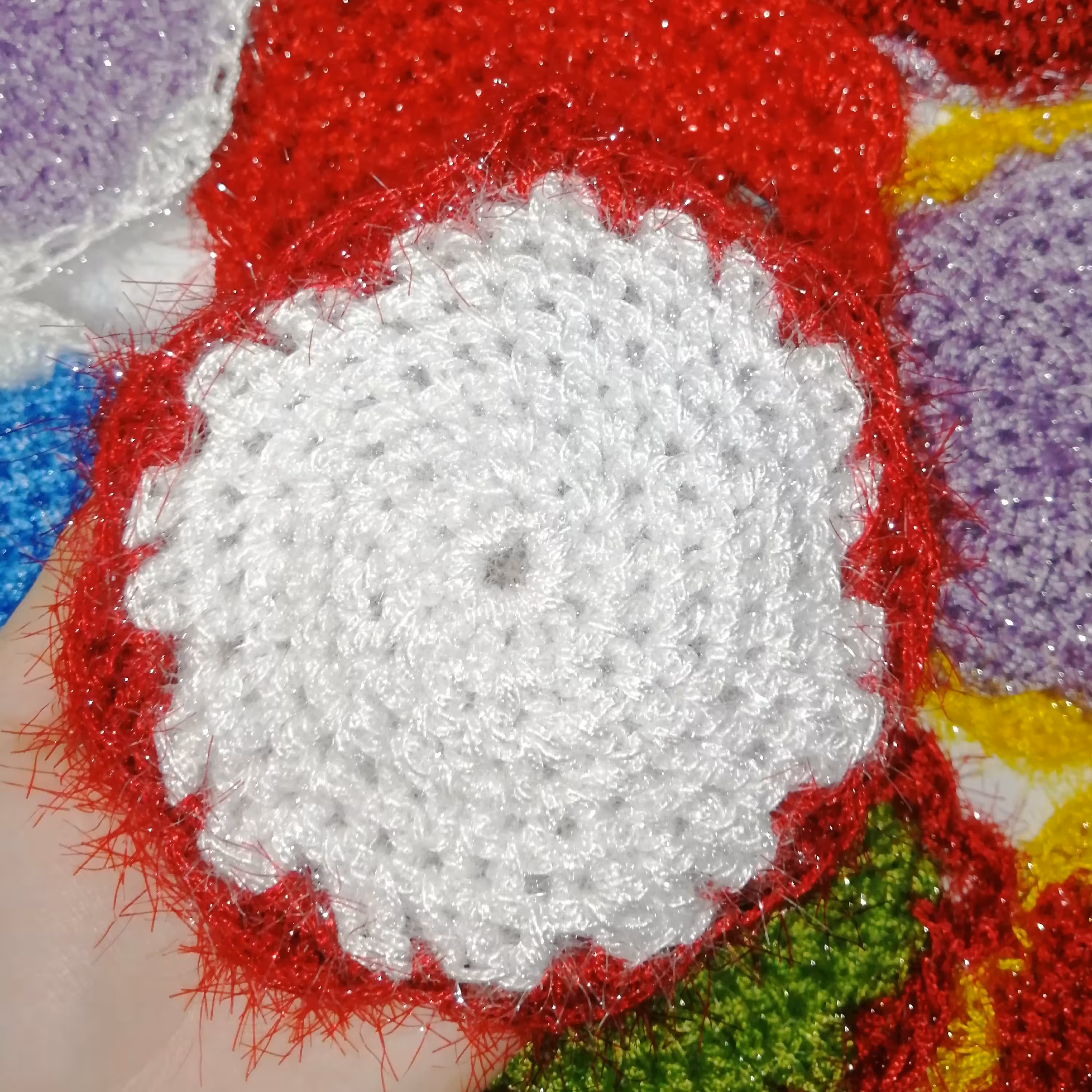 اسکاچ ظرف شویی بافتنی یک لایه سوزنی طرح دایره سفید قرمز 