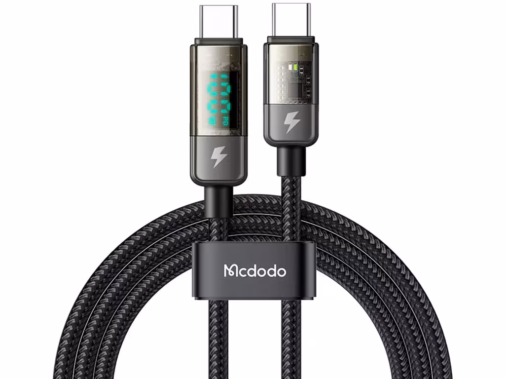 کابل سوپر فست شارژ هوشمند دو سر تایپ‌سی 100 وات 1.2 متری مک دودو Mcdodo Digital Pro Auto Power Off Type-C to Type-C CA-3610