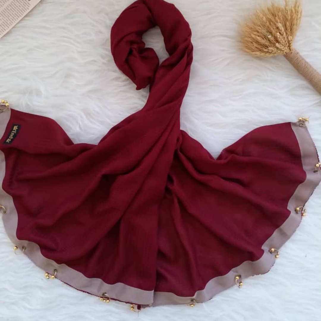 شال گوشواره دار ساده نخی