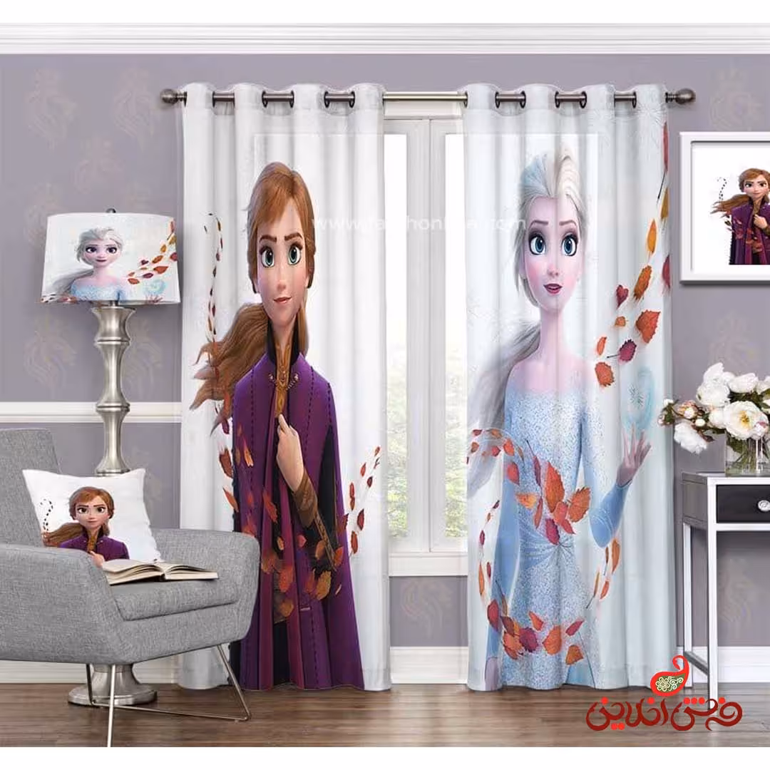 پرده 2عددی کودک طرح السا و آنا (انیمیشن فروزن) کد 3187