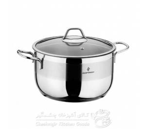 قابلمه کوتاه استیل سوفرام سایز 30 درب شیشه ای مدل سافت