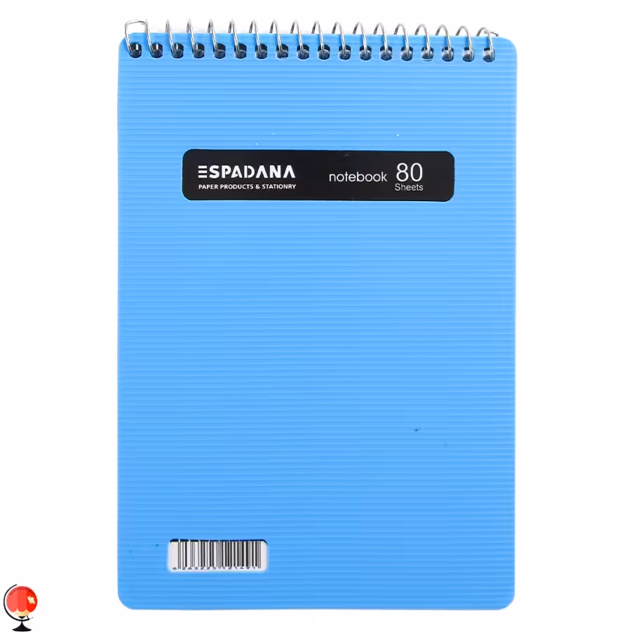 دفترچه یادداشت سیمی 1/8 جلد طلقی رنگی آبی اسپادانا