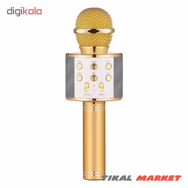 میکروفون اسپیکر بلوتوثی مدل WS-858 رنگ طلایی