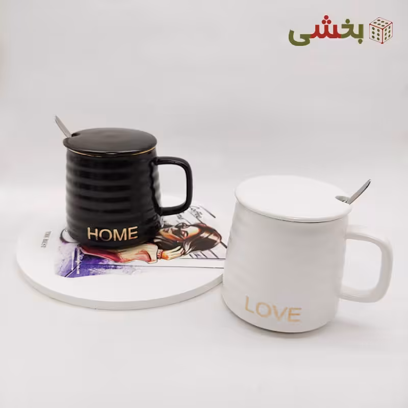 ماگ درب دار سرامیکی طرح موجدار