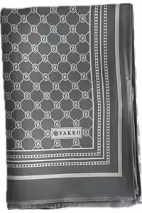 روسری سفید Silk Tivil SHALL MONOGROGM SILK GRAY سری ویژه 300088 Vakko