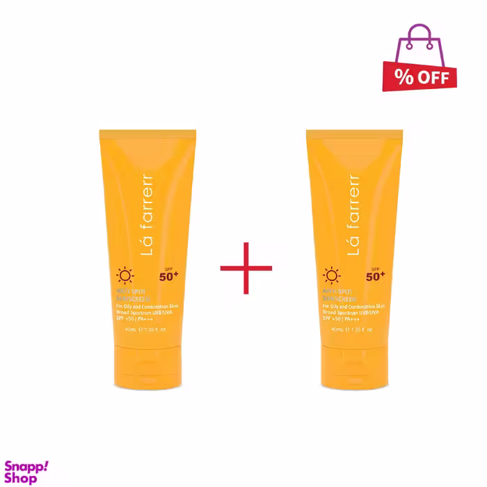 کرم ضد آفتاب و ضد لک لافارر (Lafarrerr) مدل با SPF50 مناسب پوست چرب حجم 40 میلی‌‌لیتر مجموعه 2 عددی