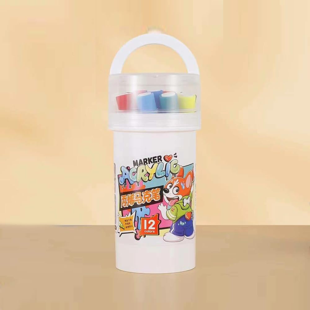 ماژیک نقاشی اکریلیک 12 رنگ استوانه