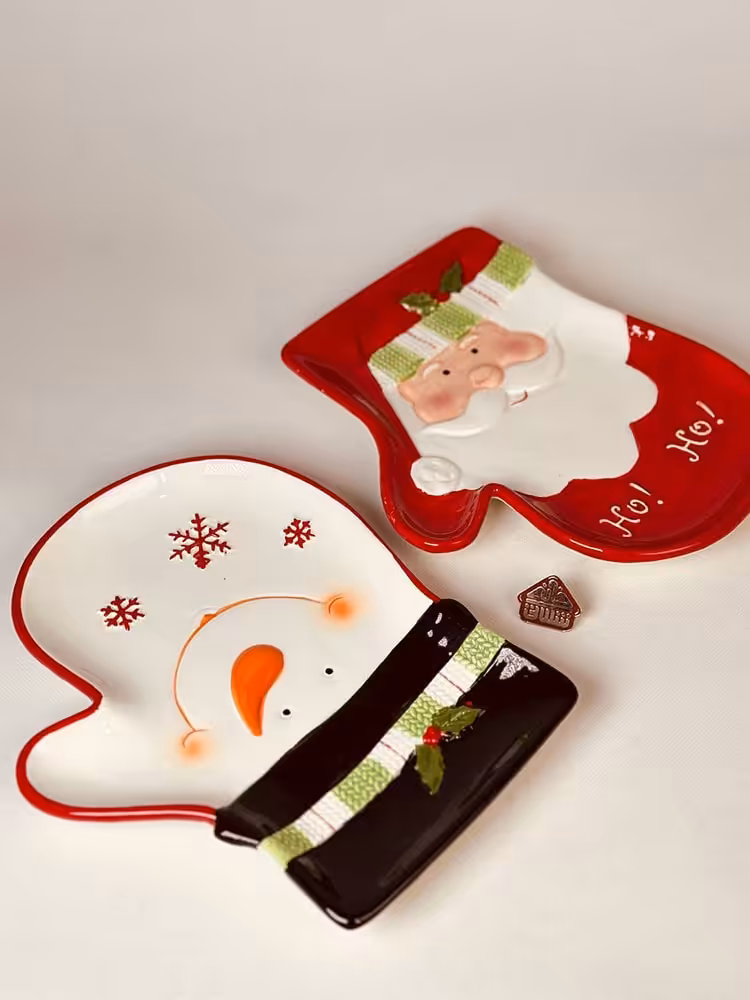 بشقاب کریسمسی بابانوئل و آدم برفی کد002330