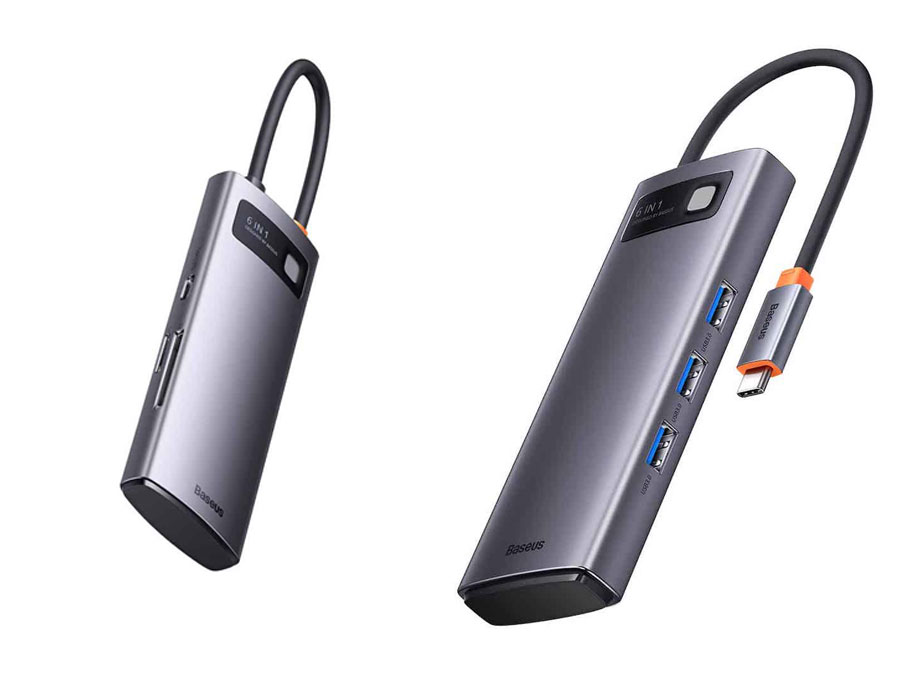 هاب تایپ سی 6 پورت فلزی بیسوس Baseus USB-C Metal Gleam Starjoy Series 6-in-1 Hub WKWG030213