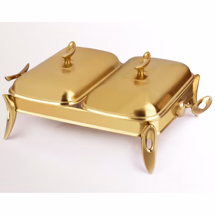 سوفله مستطیل دو خانه تک استیل مدل لوپ (طلایی مات)