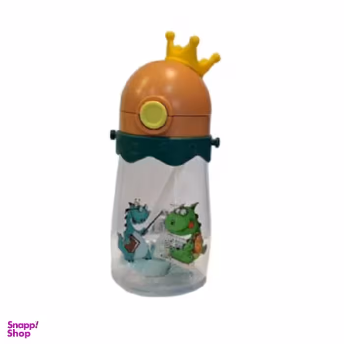 قمقمه نی دار لیدر مدل تاج دار طرح دایناسور کد 43 گنجایش 350 میلی لیتر