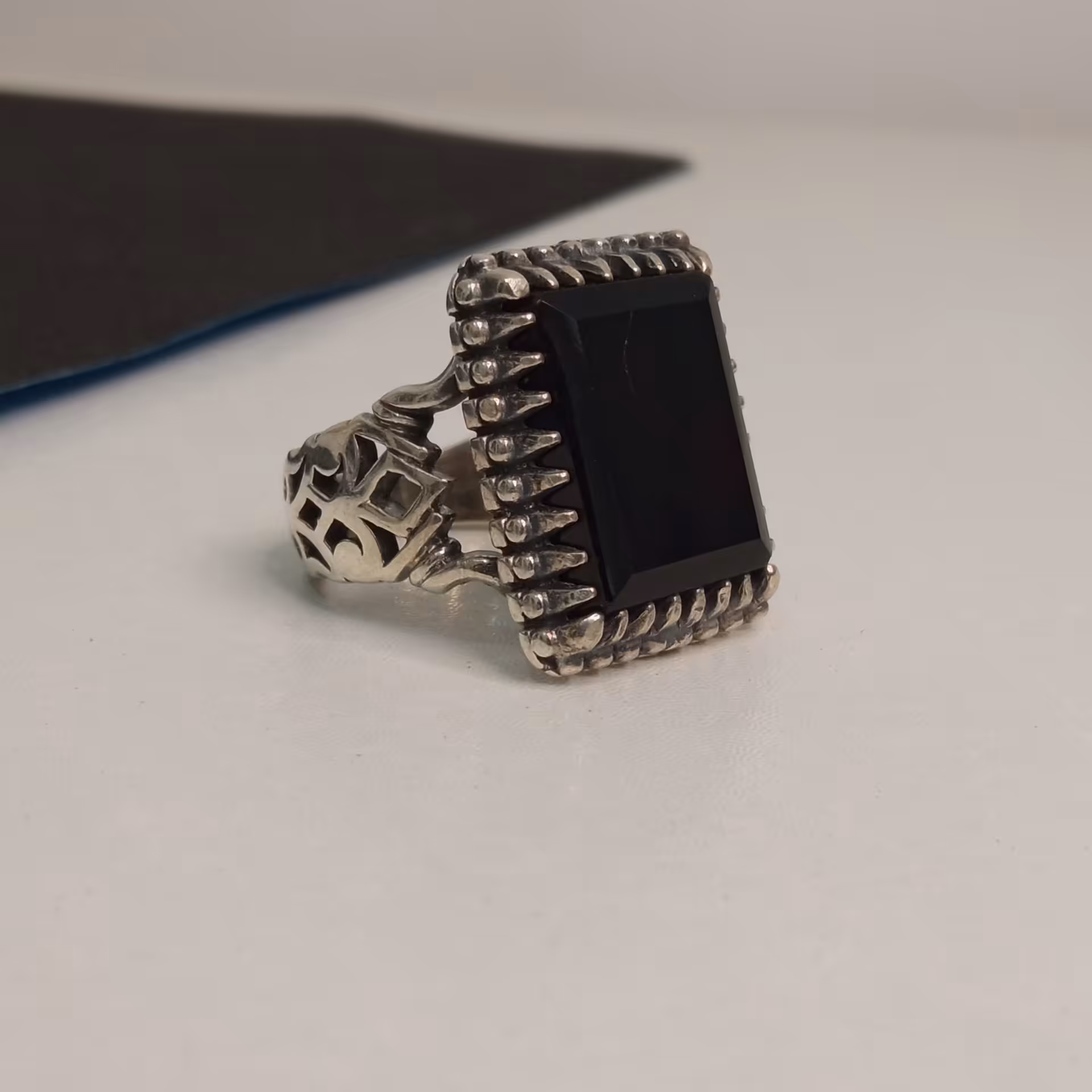 انگشتر مردانه اونیکس رکاب نقره عیار 925 قابل تغییر سایز