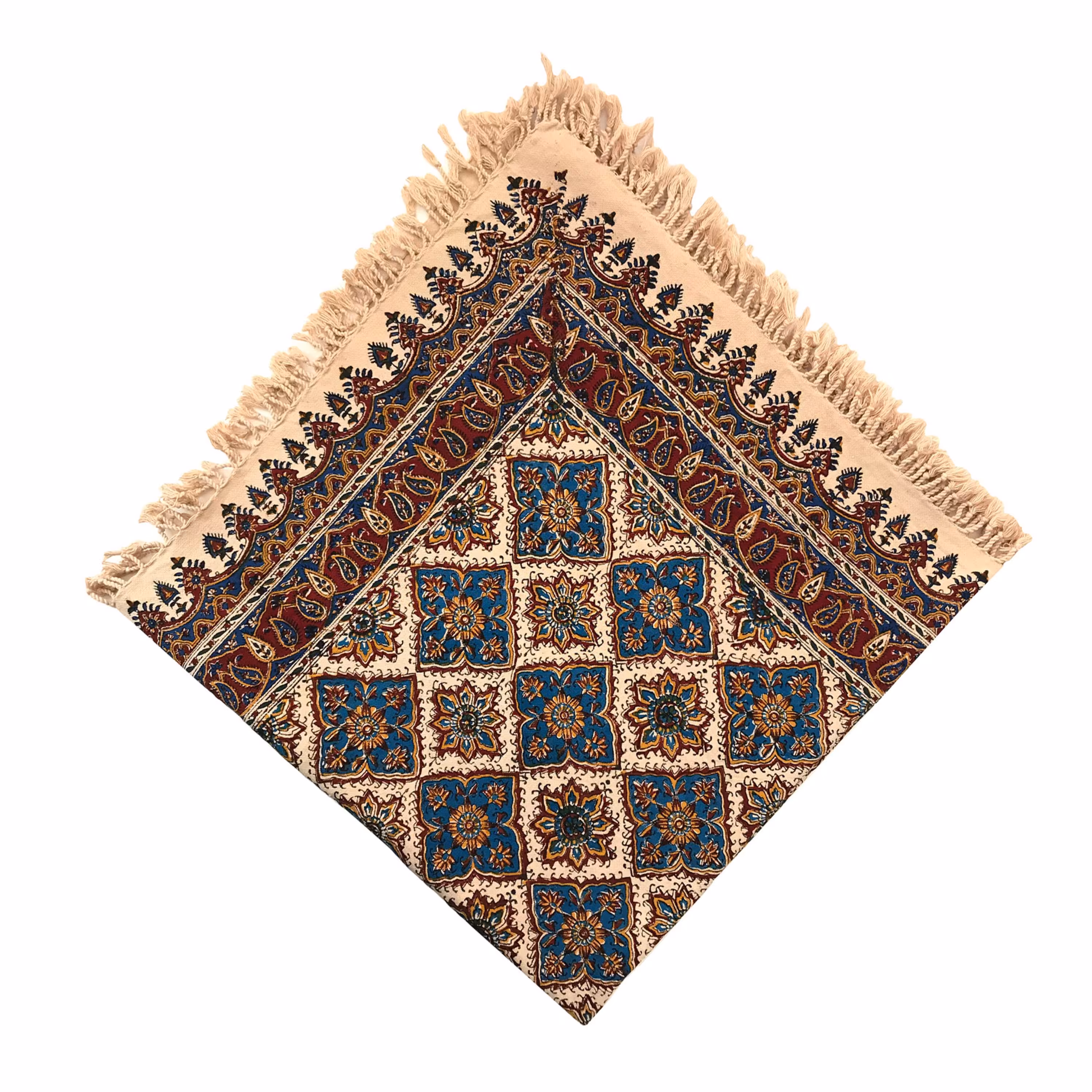 سفره یا رومیزی قلمکار اعلا طرح خشتی آبی