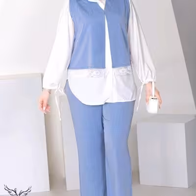 ست جلیقه شلوار اسپورت مجلسی شیک سایزبزرگ6764