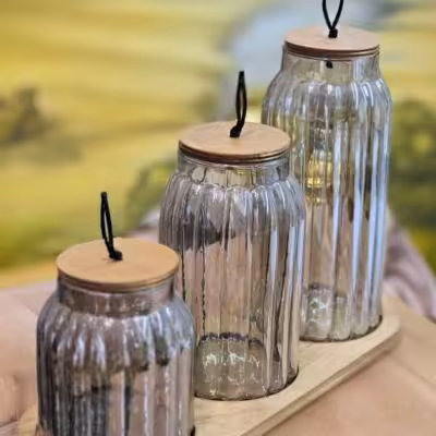 کندی سه تایی ( پاسماوری) شیشه‌ای شامپاینی سایز بزرگ