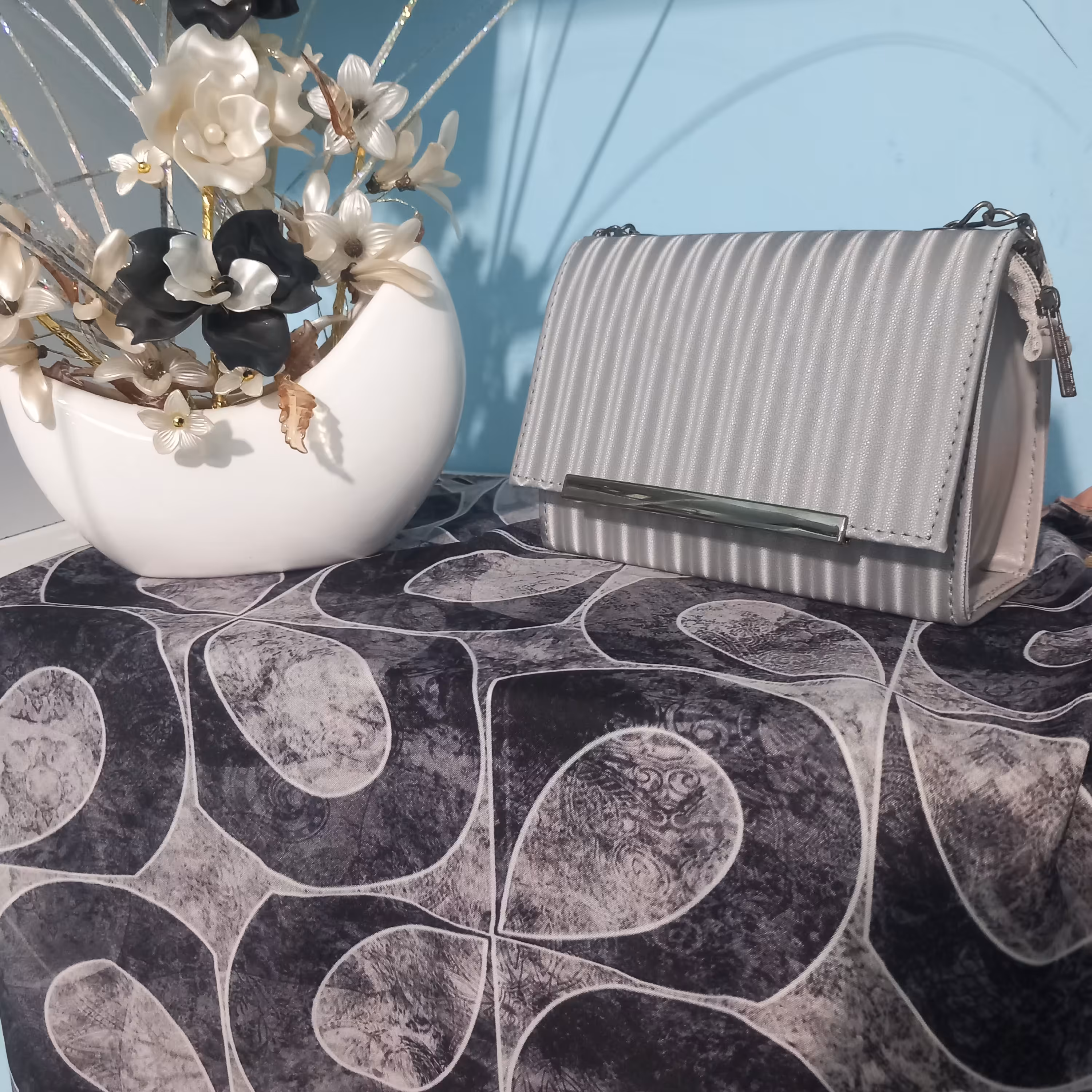 کیف و شال طوسی کوچک