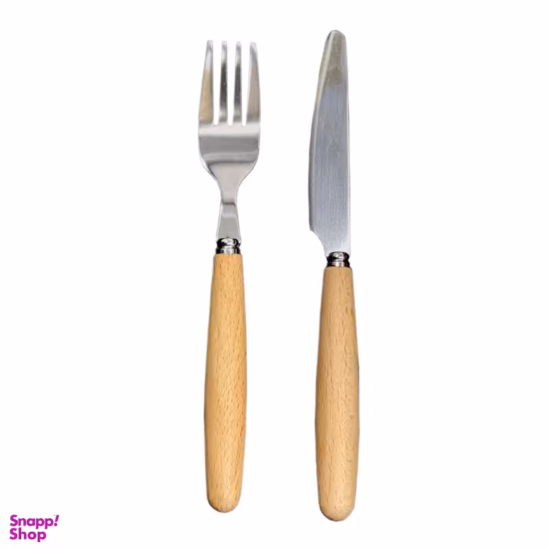 ست چاقو و چنگال میوه‌ خوری مدل دسته چوبی کد n200 مجموعه 6 عددی