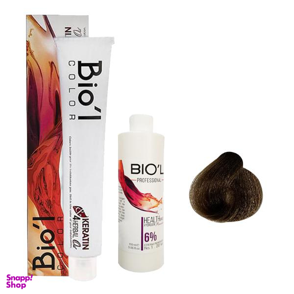 کیت رنگ مو بیول (Biol) سری Professional شماره 6.18 رنگ بلوند نسکافهای تیره حجم 100 میلی لیتر + اکسیدان شش درصدی