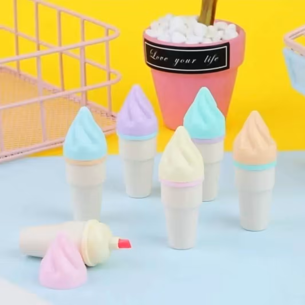 ماژیک هایلایت طرح بستنی قیفی بسته 6 عددی