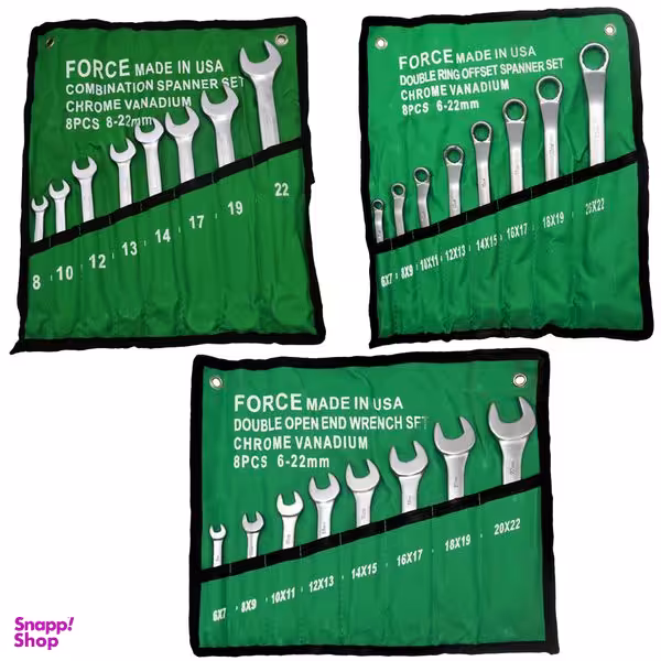 آچار تخت و رینگی فورس مدل سه تیکه کد YP-AMERICAN-6-22MM مجموعه 24 عددی