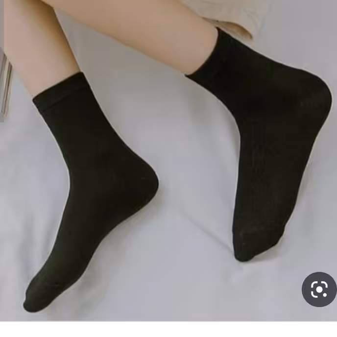 پک4عددی جواراب ساق بلند نخی ساده تمام مشکی زنانه و مردانه