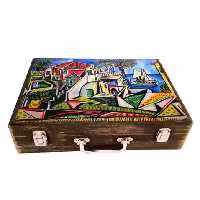 جعبه چوبی مدل چمدان بزرگ طرح پیکاسو 