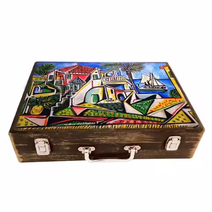جعبه چوبی مدل چمدان بزرگ طرح پیکاسو 