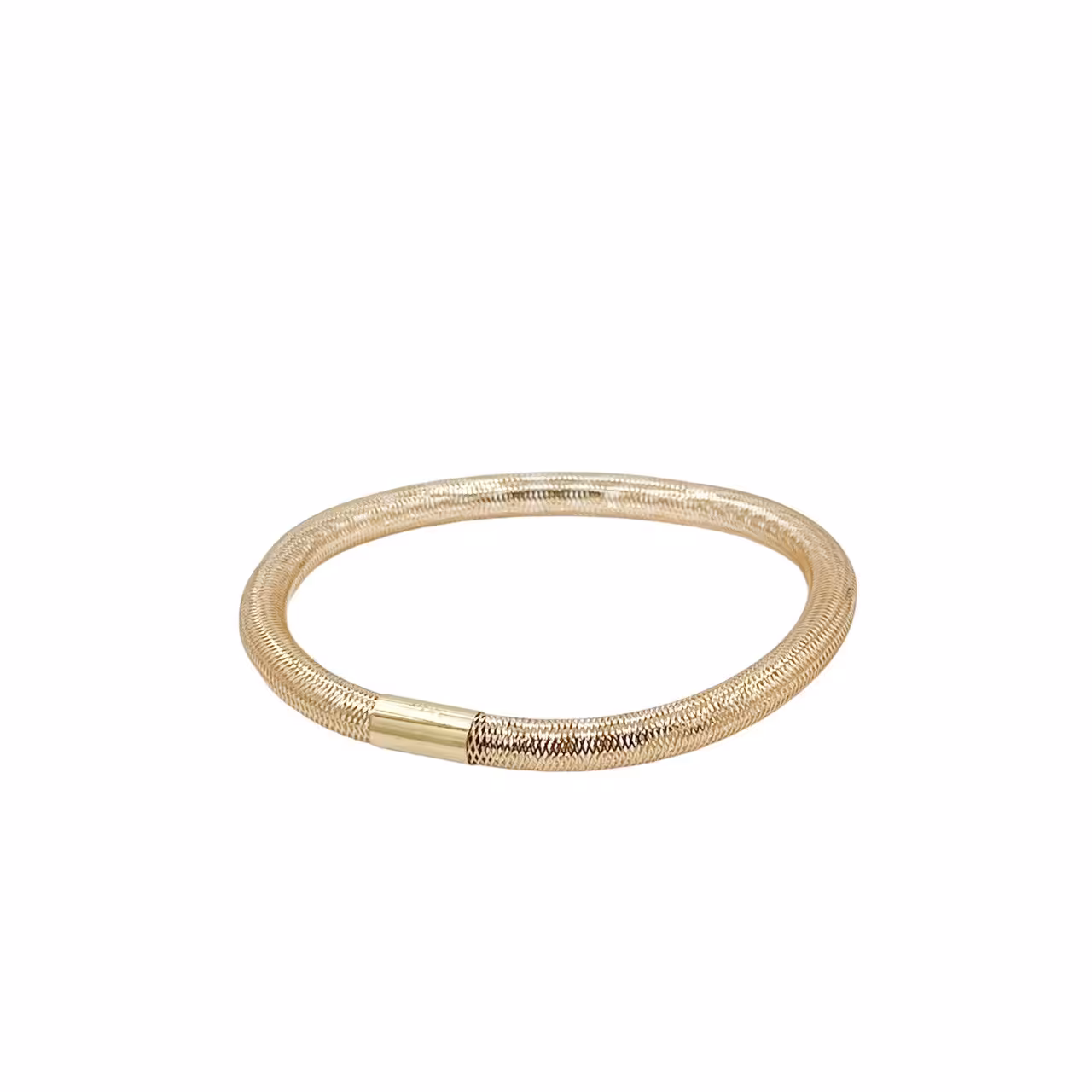 دستبند طلای 18 عیار مدل فنری کشی زرد قطر 5MM