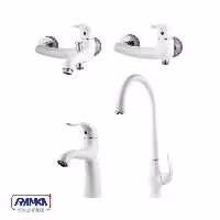 ست شیرآلات راسان مدل اکتاو شیری کروم