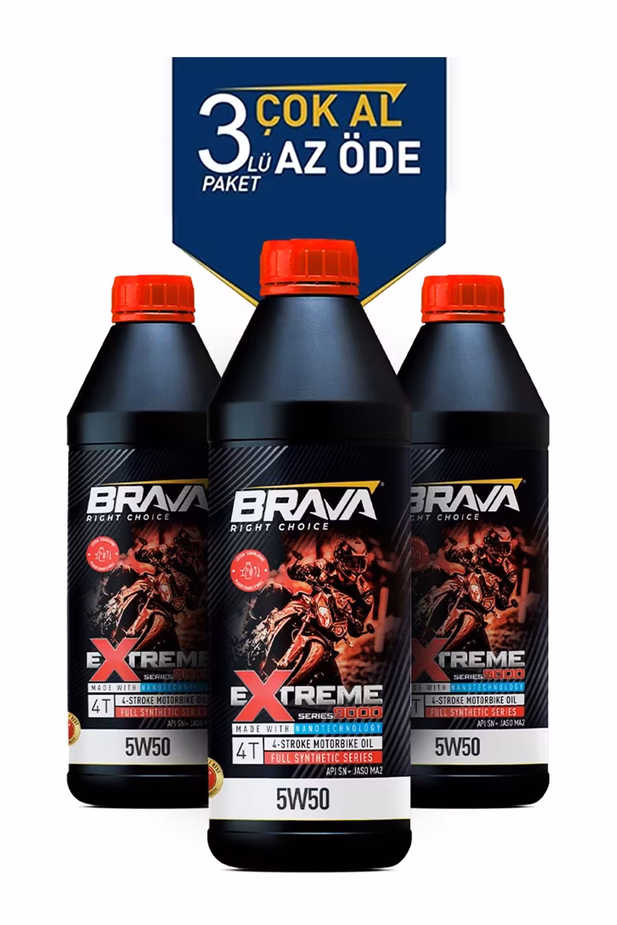 روغن و مکمل موتور EXTREME 9000 4T 5W50 3X 1 LT Brava