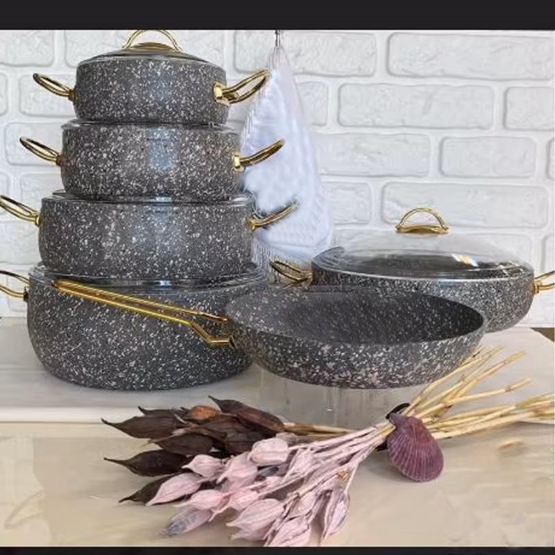 سرویس قابلمه 11 پارچه EVIZ PLUS مدل لورنز طوسی سنگی 