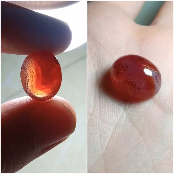 نگین عقیق سرخ طبیعی بسیار زیبا مناسب ساخت انگشتر و غیره