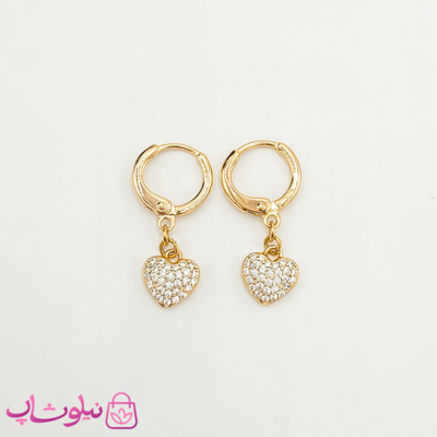 گوشواره آویز دخترانه ژوپینگ مدل قلبی کد 1390