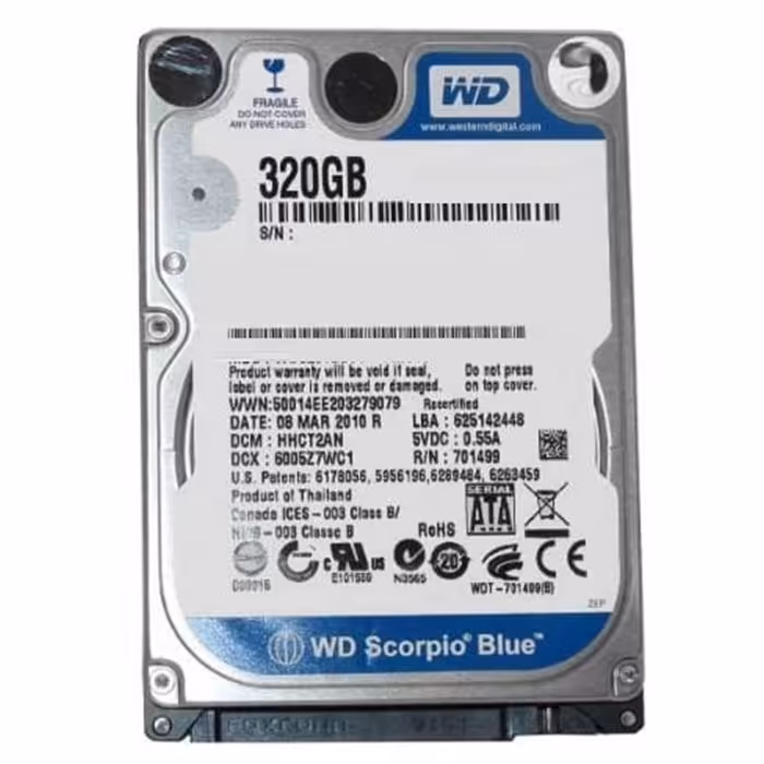 هارد دیسک لپ تاپ وسترن دیجیتال با ظرفیت 320 گیگابایت