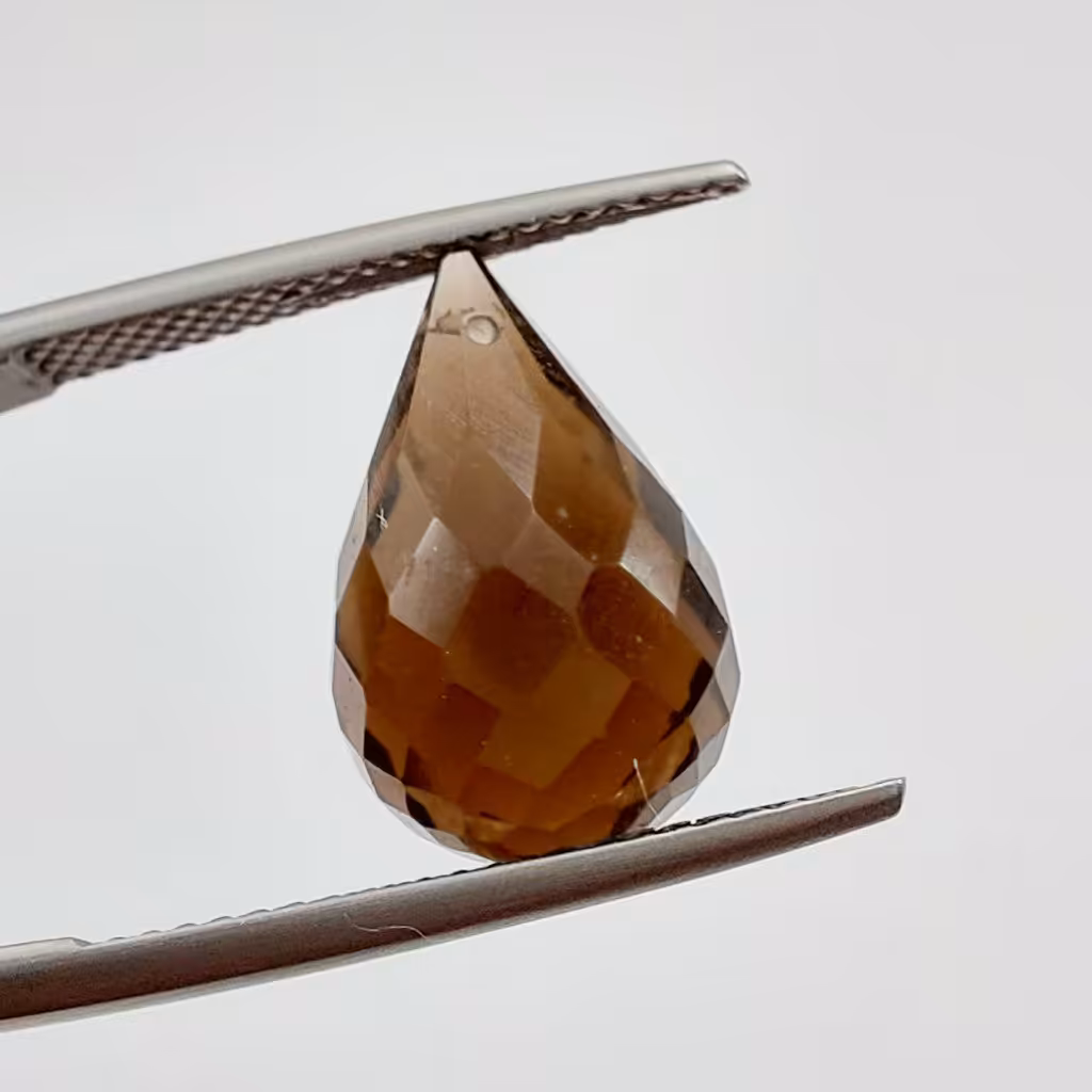 کوارتز دودی یا اسموکی کوارتز با تراش باریولیت یا قطره آب کد Y 7304