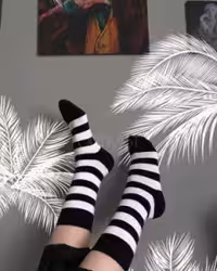 جوراب راه راه سفید مشکی ساقدار نخ پنبه فری سایز