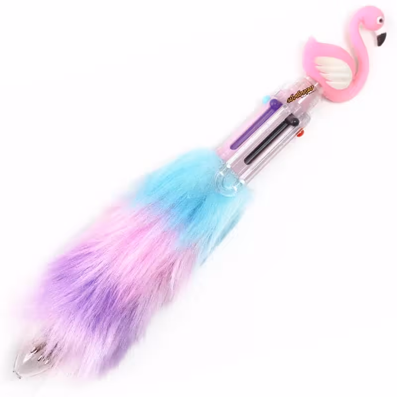 خودکار 6 رنگ پولیشی صورتی طرح فلامینگو 11083