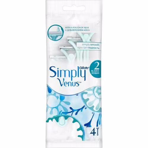 خود تراش ژیلت مدل Simply Venus 2 blades بسته 4 عددی