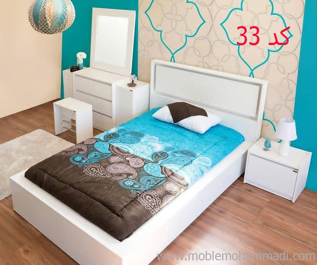 سرویس خواب نوجوان و جوان کد33 شامل تخت /در آور/قاب اینه/پاتختی