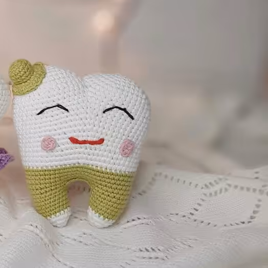 عروسک بافتنی دندون، جشن دندونی، 12 سانتی متر،بافتی تمیز و حرفه ای