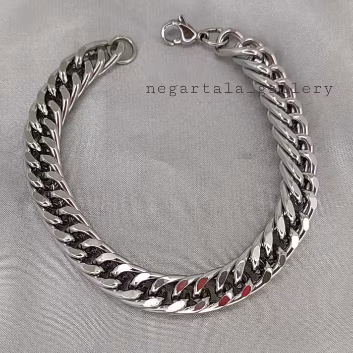 دستبند کارتیر دوبل آلومینیوم رنگ ثابت مردانه زنانه نگارطلا 