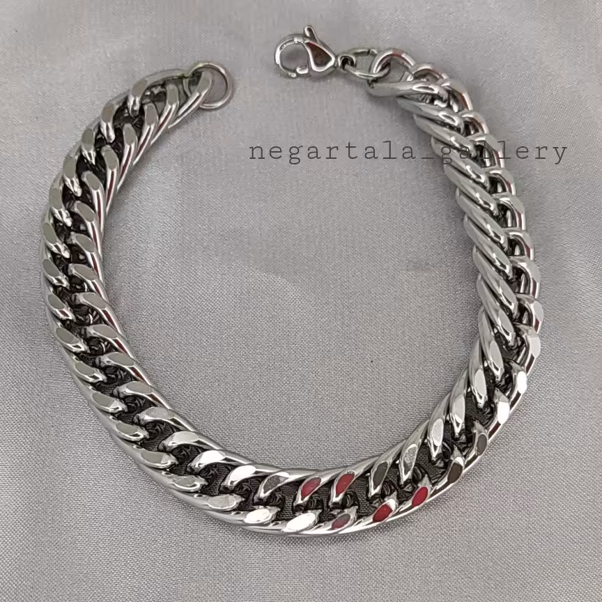 دستبند کارتیر دوبل آلومینیوم رنگ ثابت مردانه زنانه نگارطلا 