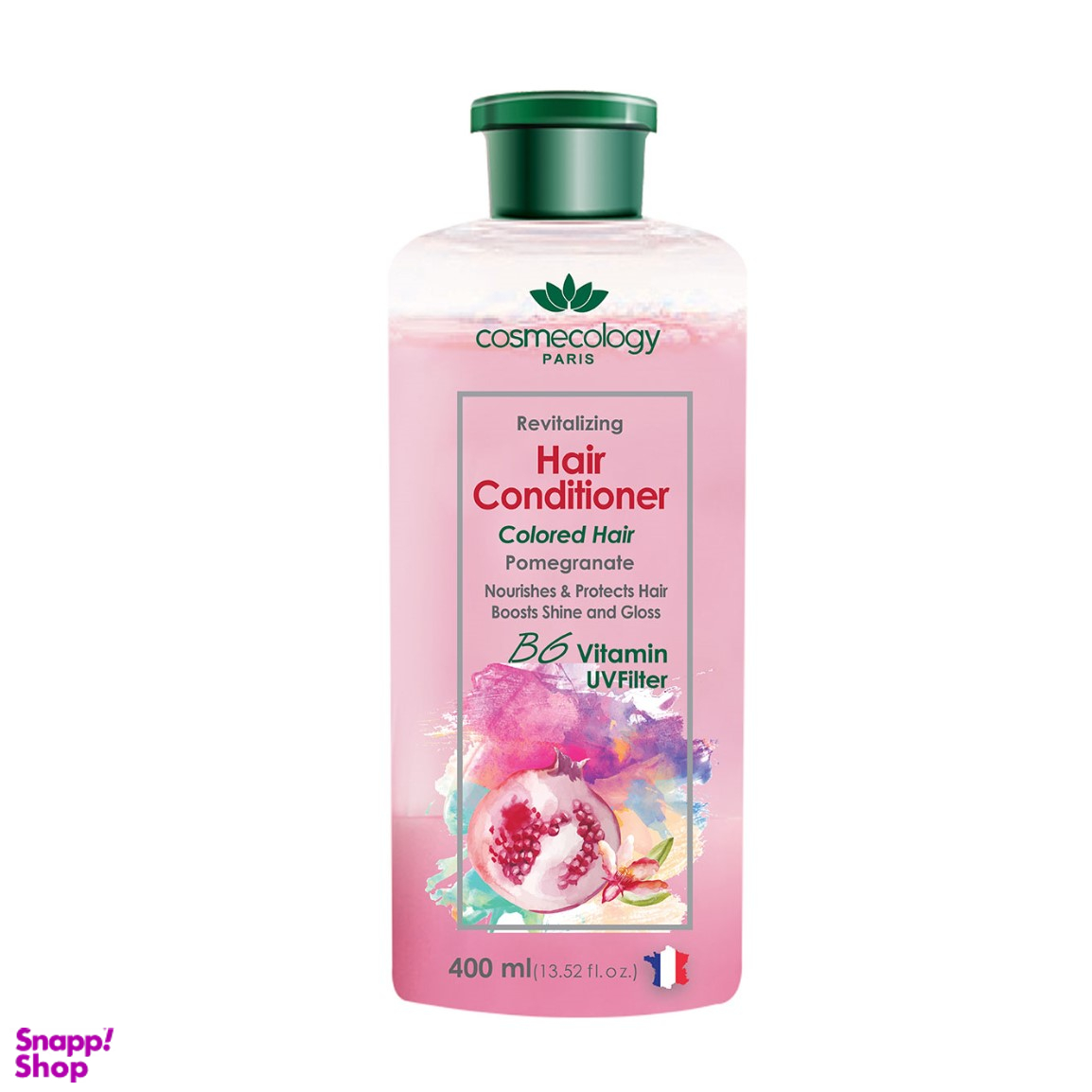 نرم کننده مو کاسمکولوژی (Cosmecology) حاوی عصاره انار مناسب موهای رنگ شده حجم 400 میلی لیتر