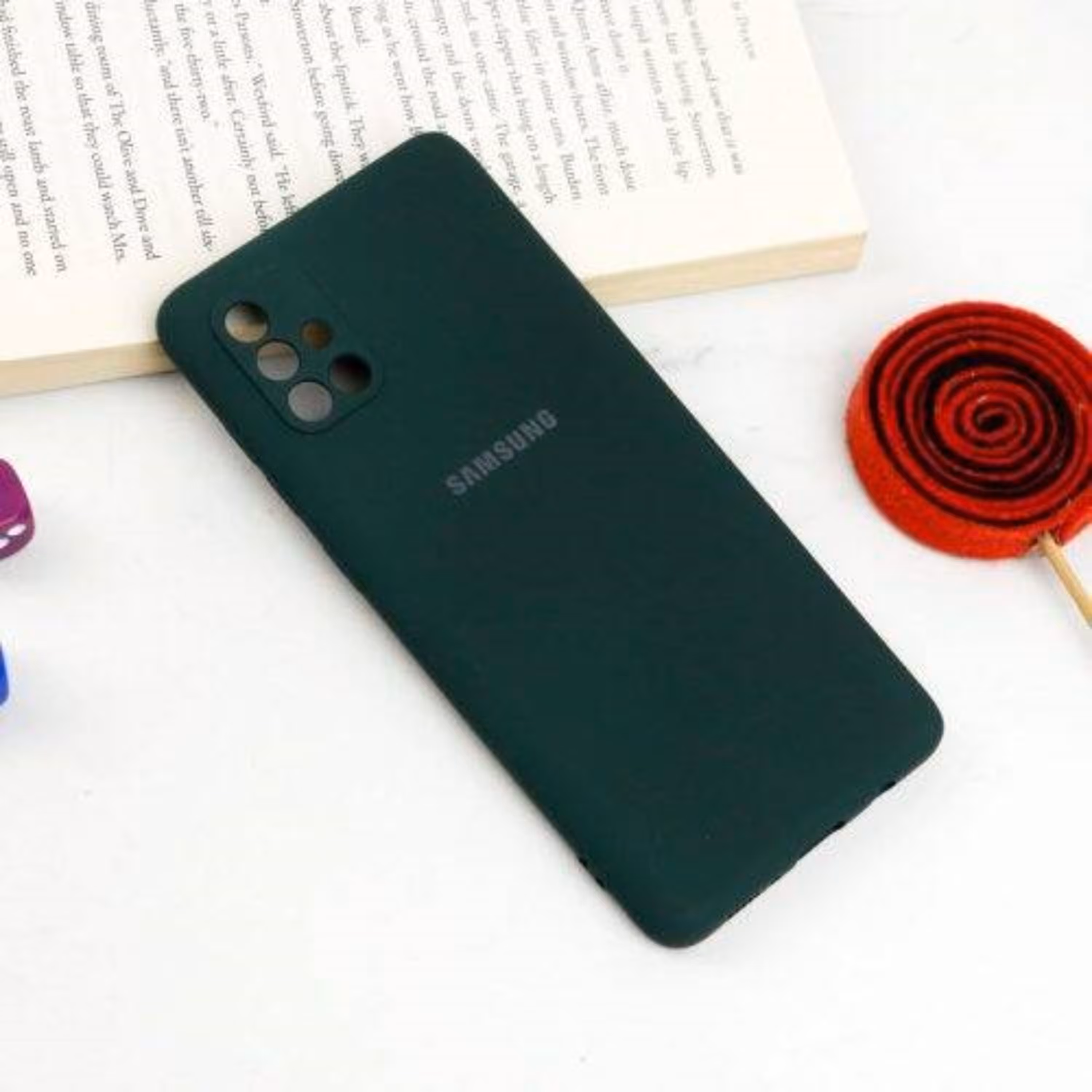 قاب محافظ لنزدار سیلیکونی Highcopy سامسونگ A71 رنگ یشمی